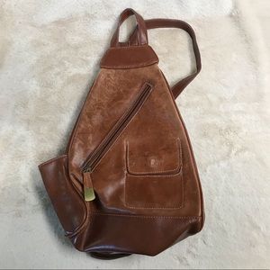 Vintage Aurielle Leather Sling Backpack Purse